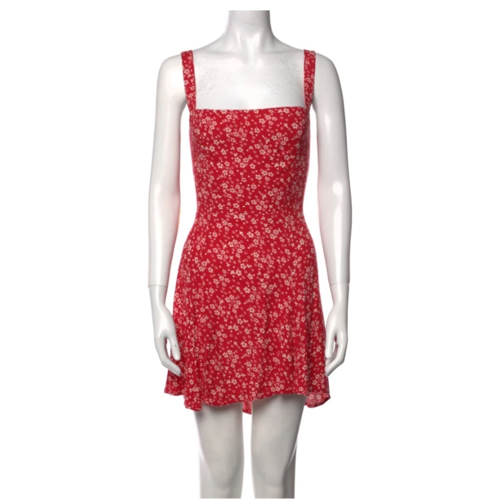 Reformation size 4 red floral tie back mini sun dress